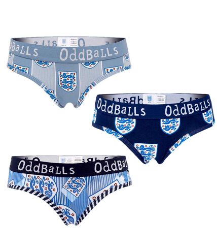 OddBalls Womens/Ladies England FA Briefs (Pack Of 3) (Blue/White/Gray) - UTOB103