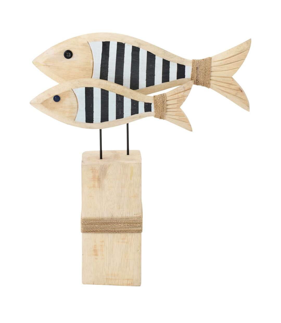 Poissons Déco sur Pied Rayé 45cm Naturel & Noir-1