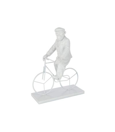 Paris Prix - Statuette Déco singe Vélo 33cm Blanc