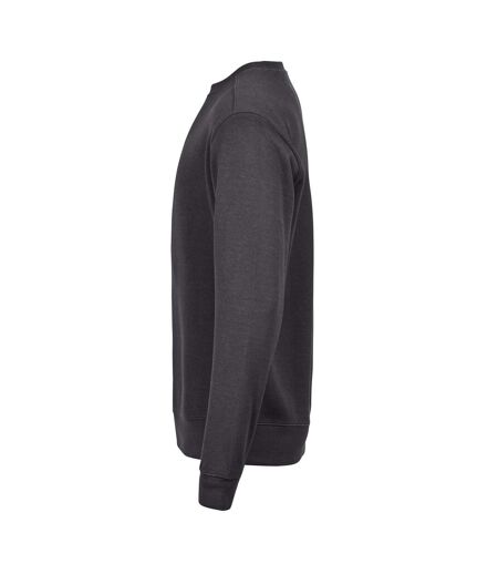 Mens Ribbed Interlock Crew Neck Sweatshirt Dark Grey Tee Jays
