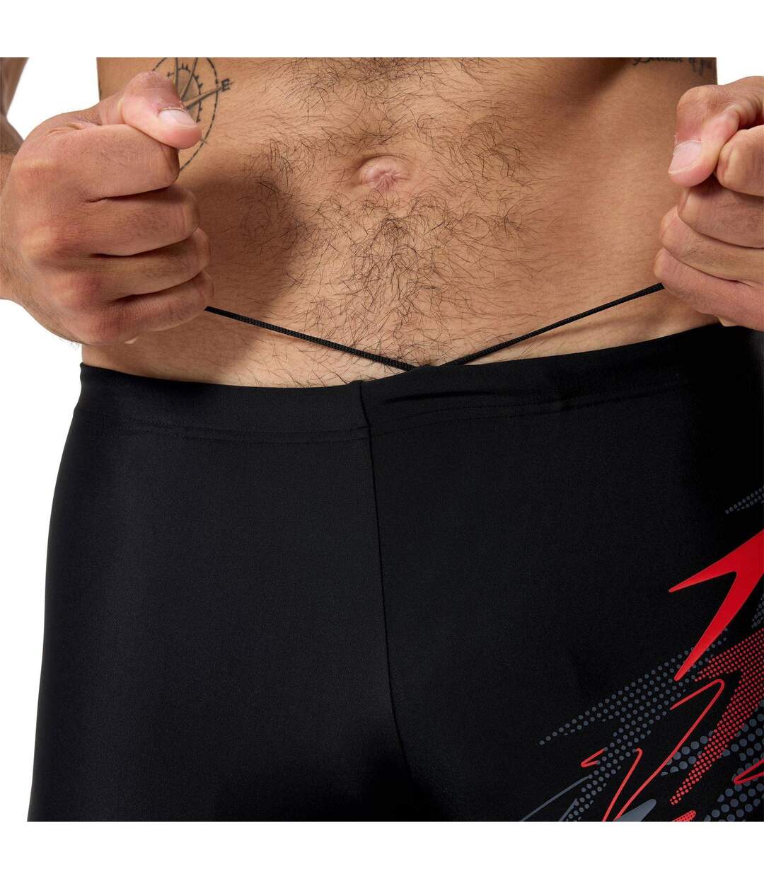 Mens Medley Logo Swimming Trunks Black Red Speedo-3