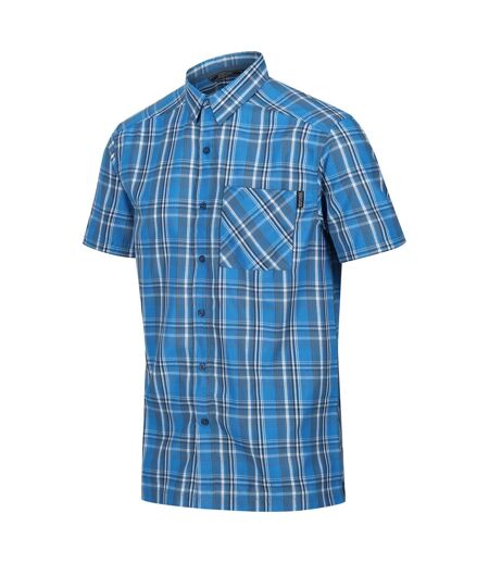 Regatta Mens Mindano VII Checked Short-Sleeved Shirt (Indigo Blue)
