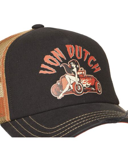 Casquette trucker avec filet effet usé avec print Crew Devil Engine Vondutch