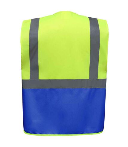 Unisex adult executive hi-vis waistcoat yellow/royal blue Yoko