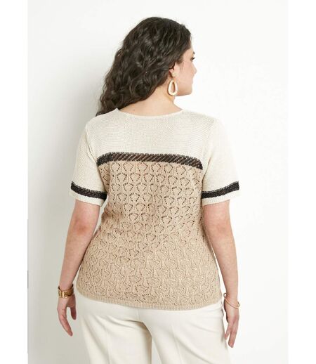 Pull doux brillant manches courtes col rond