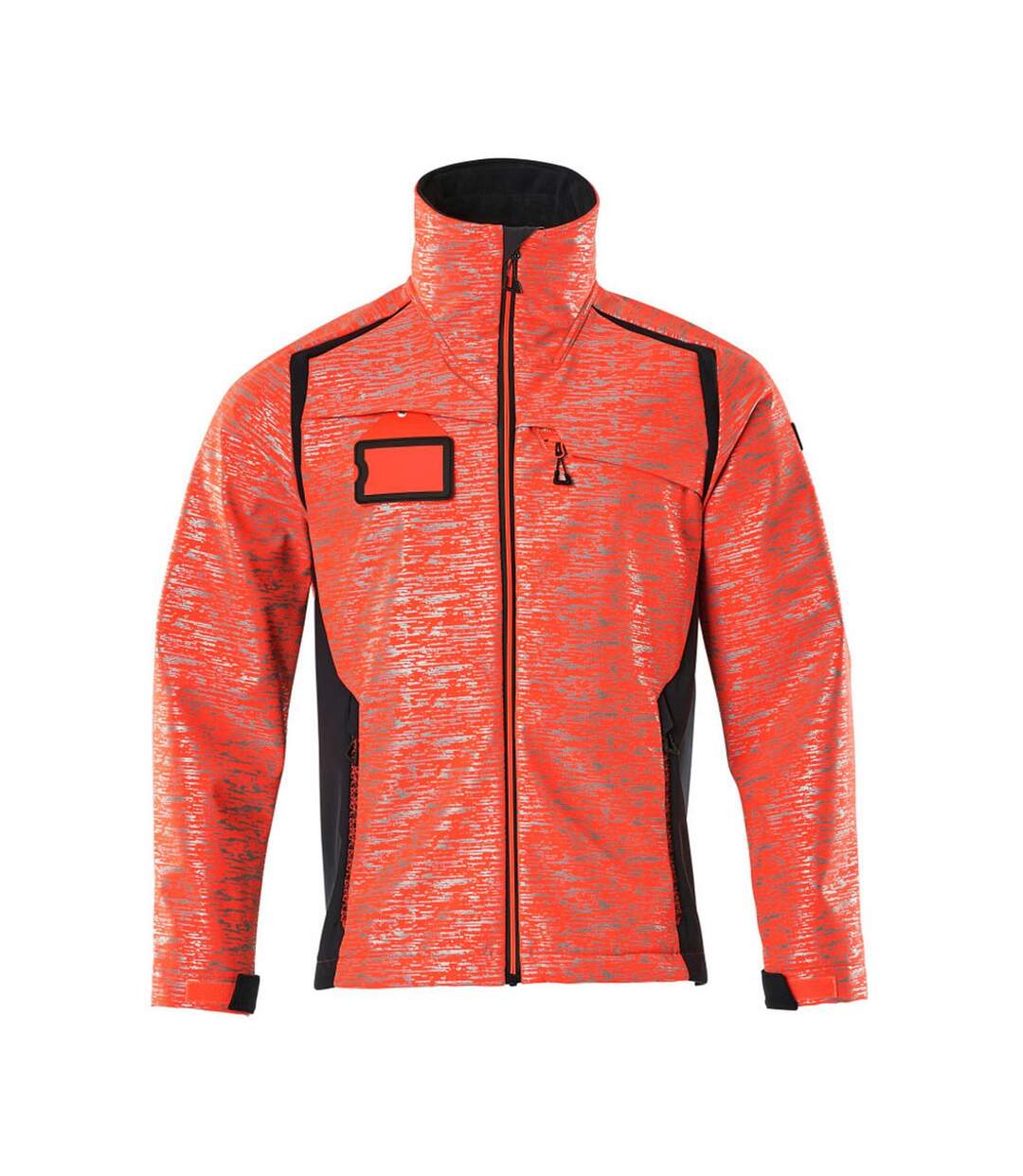 Mens Accelerate Safe Soft Shell Jacket Hi Vis Red Dark Navy Mascot-1