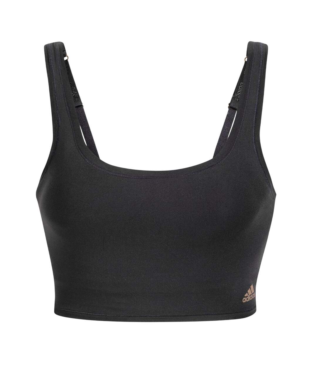 Womens/ladies Cropped Scoop Neck Bralette Black Adidas-1