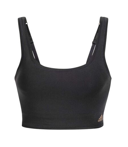Womens/ladies Cropped Scoop Neck Bralette Black Adidas