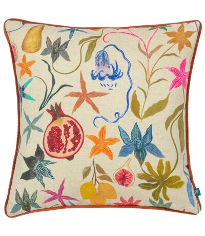 Pomona piped floral cushion cover 43cm x 43cm multicoloured Wylder