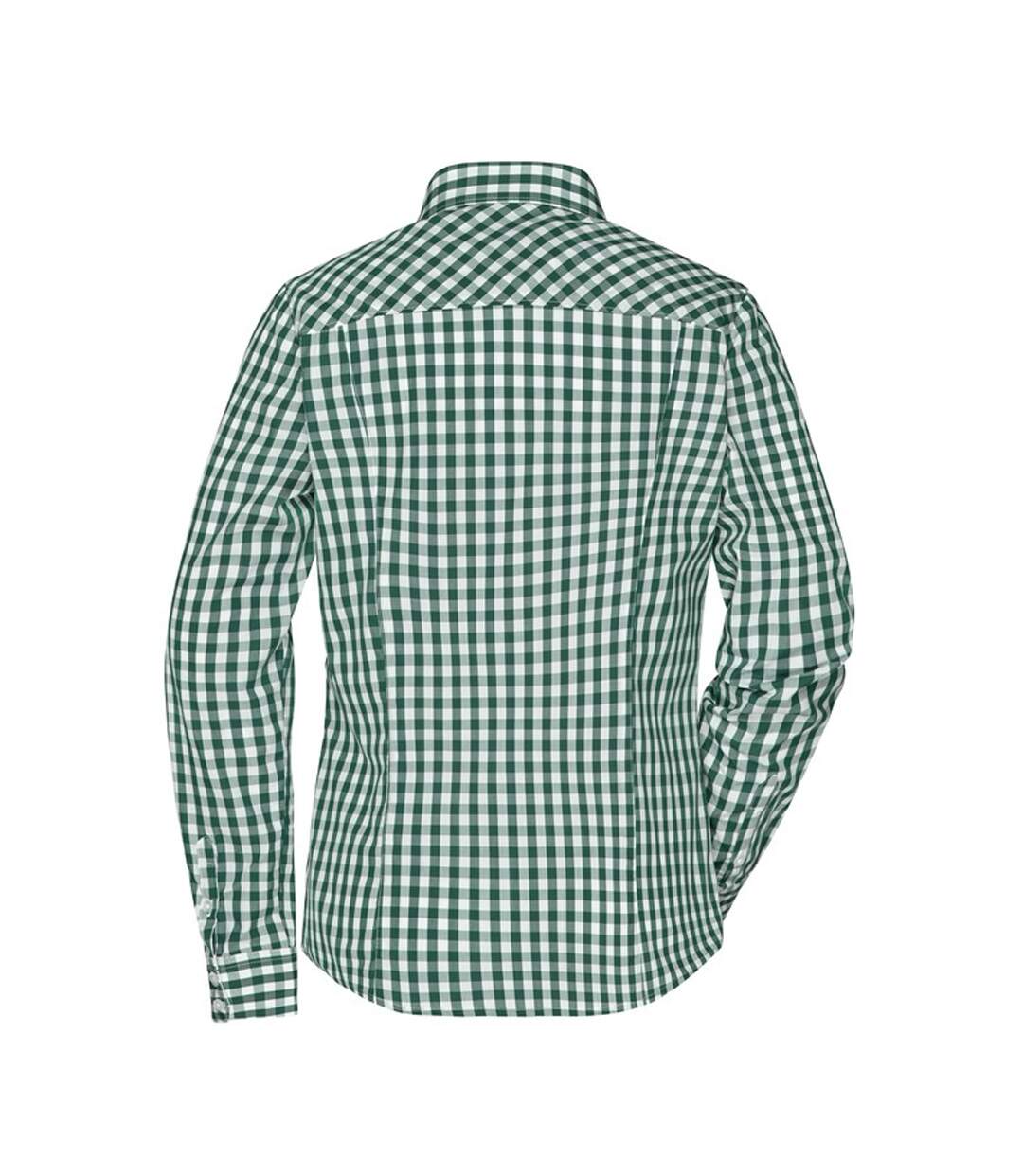 Blouse Motif/style À Carreaux Femme Vert Forêt Blanc James And Nicholson-2