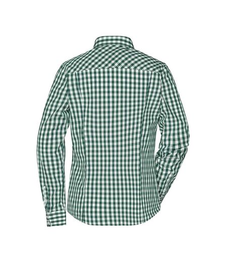 Blouse Motif/style À Carreaux Femme Vert Forêt Blanc James And Nicholson