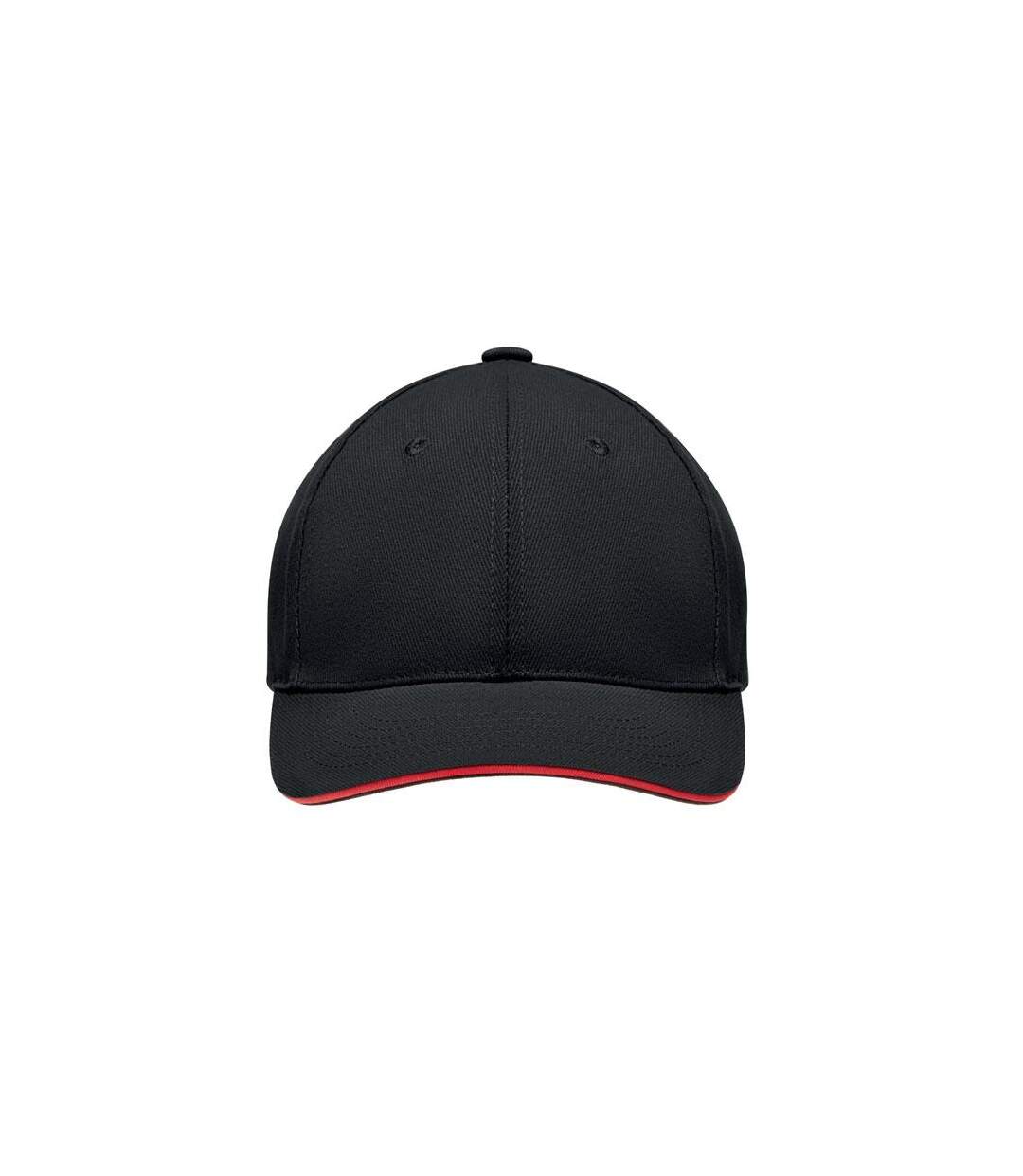 Tekapo Heavy Brushed Cotton Baseball Cap Black Red MidOcean-4