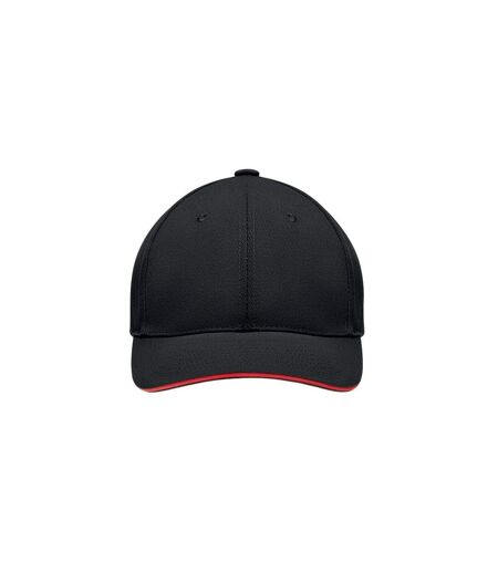 Tekapo Heavy Brushed Cotton Baseball Cap Black Red MidOcean