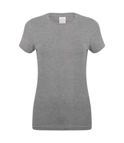 Skinni Fit Womens/Ladies Feel Good Stretch Short Sleeve T-Shirt (Heather Gray)