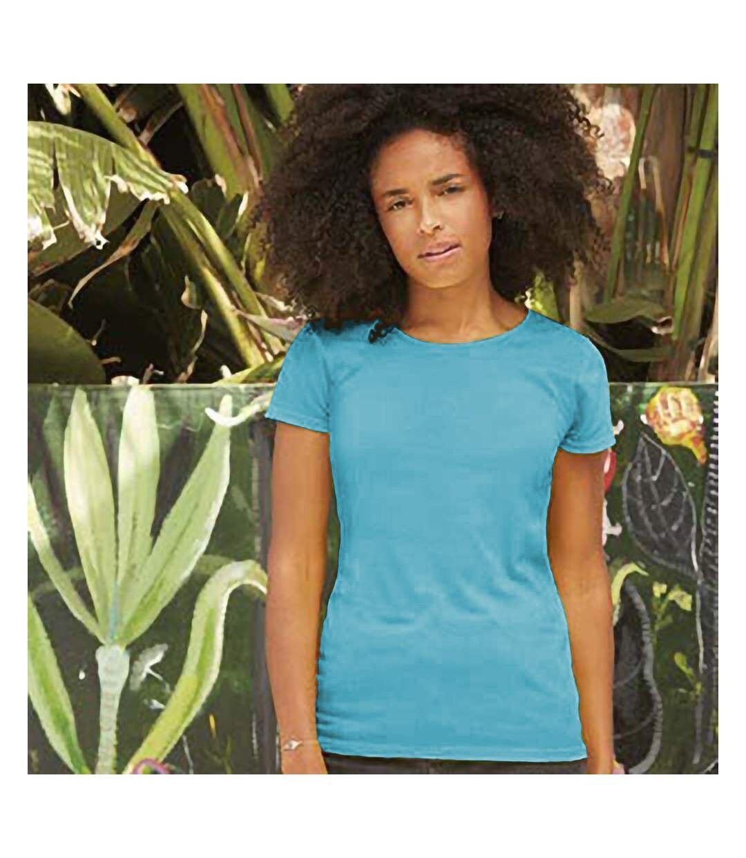 T-shirt femme bleu ciel Fruit of the Loom