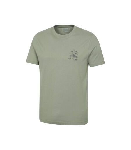 Mens Lake District Back Print Short-sleeved T-shirt Khaki Green Mountain Warehouse