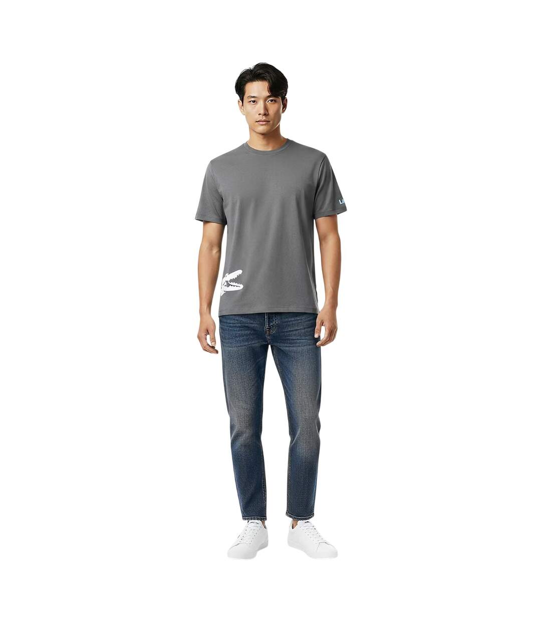 Haut De Pyjama Manches Courtes Motif/style Imprimé Au Dos Homme Gris Lacoste-4