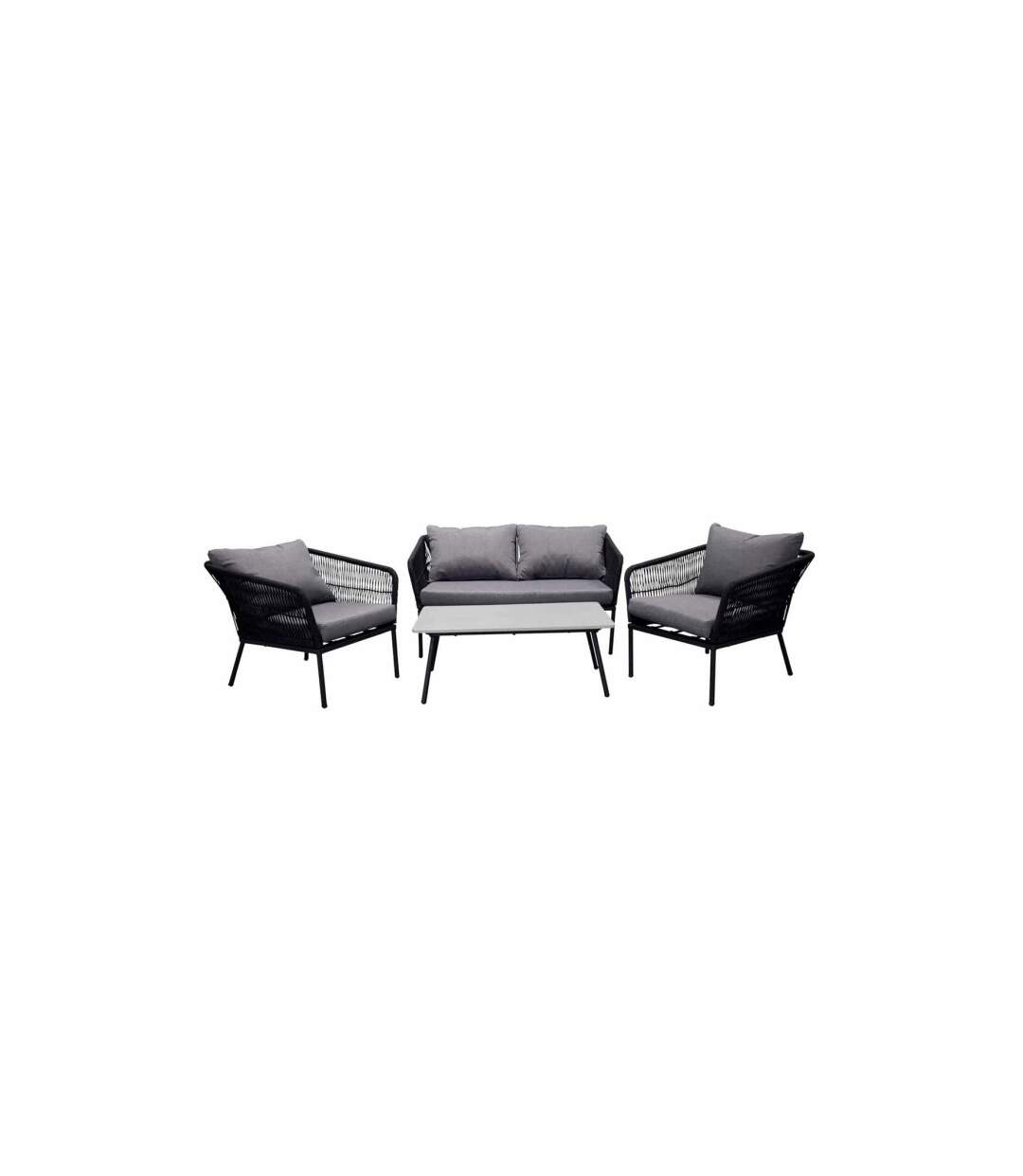Salon de Jardin Lindos 134cm Noir & Gris-1
