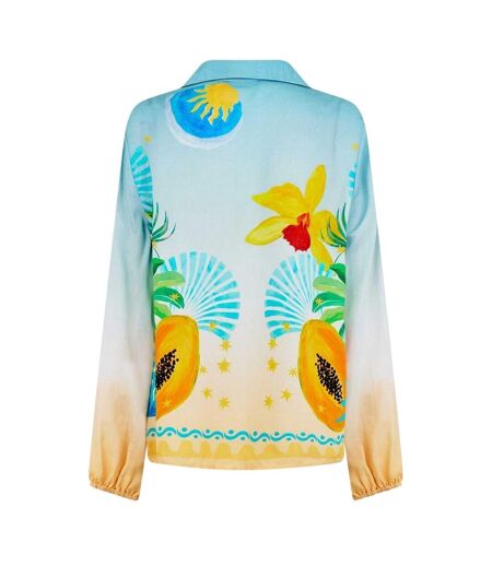 Womens/ladies Rio Regular Long-sleeved Shirt Blue Never Fully Dressed