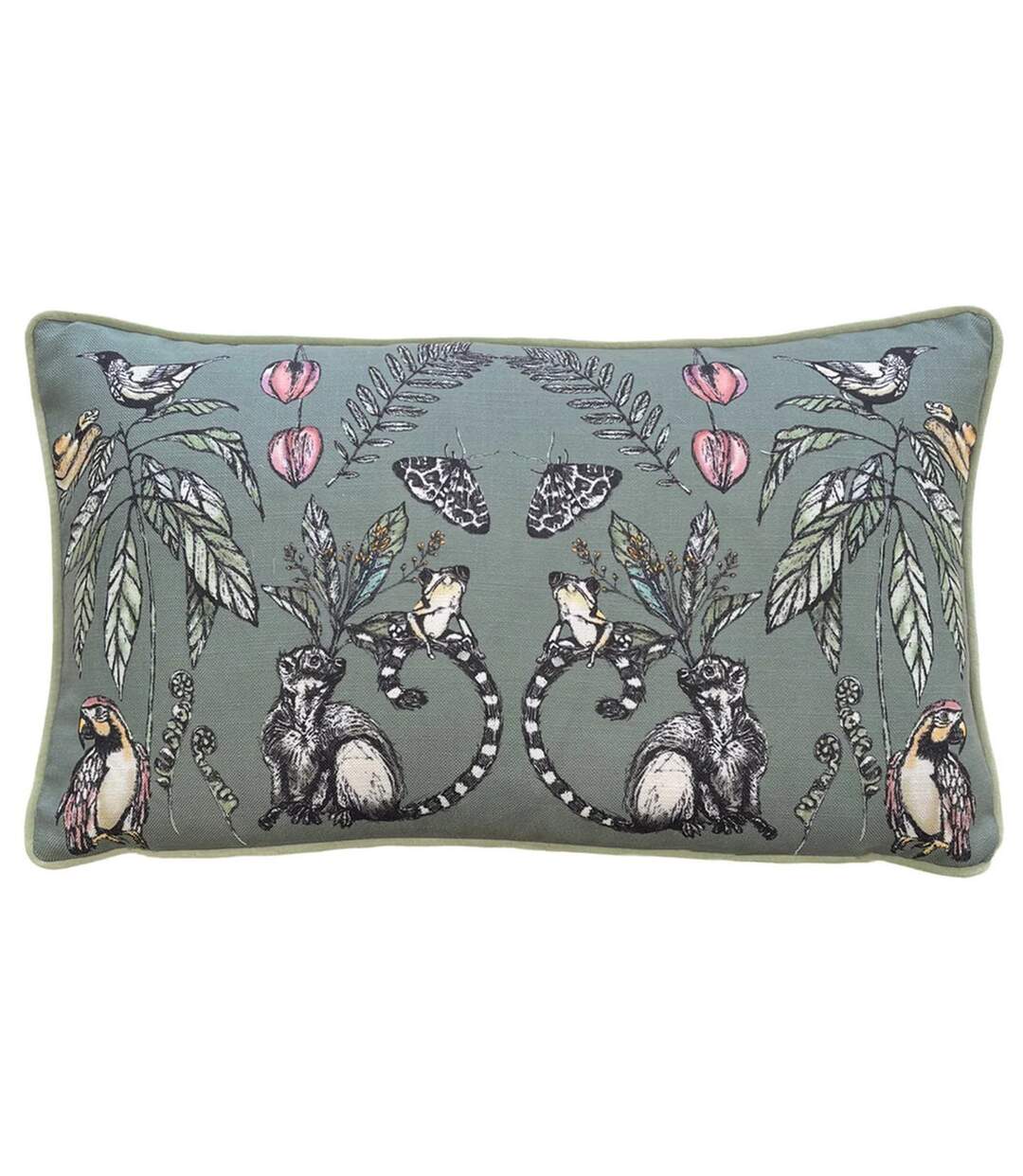 Wild mirrored creatures cushion cover 30cm x 50cm sage Wylder