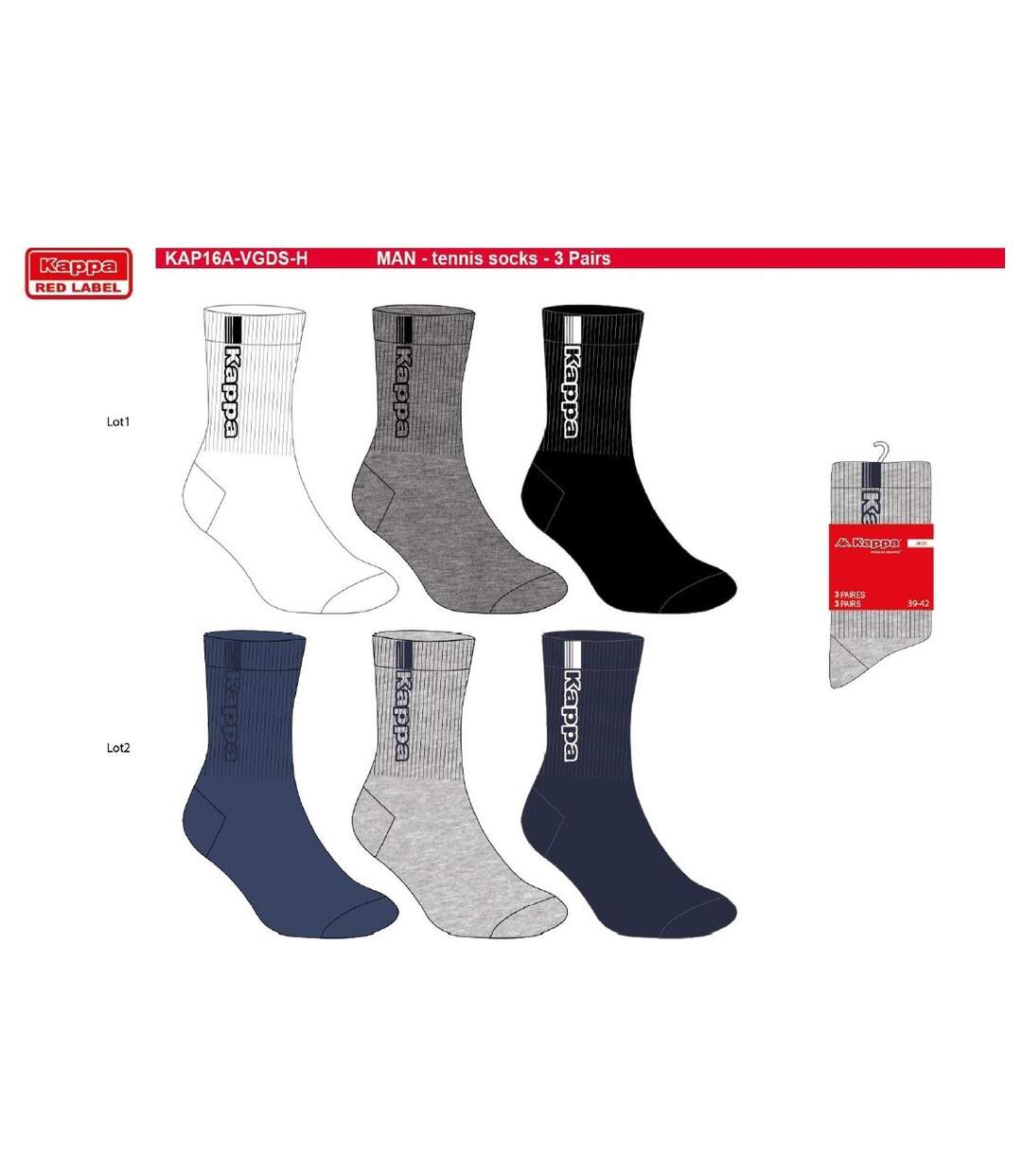 Chaussettes Homme TENNIS KAPPA Pack de 6 Paires 2804