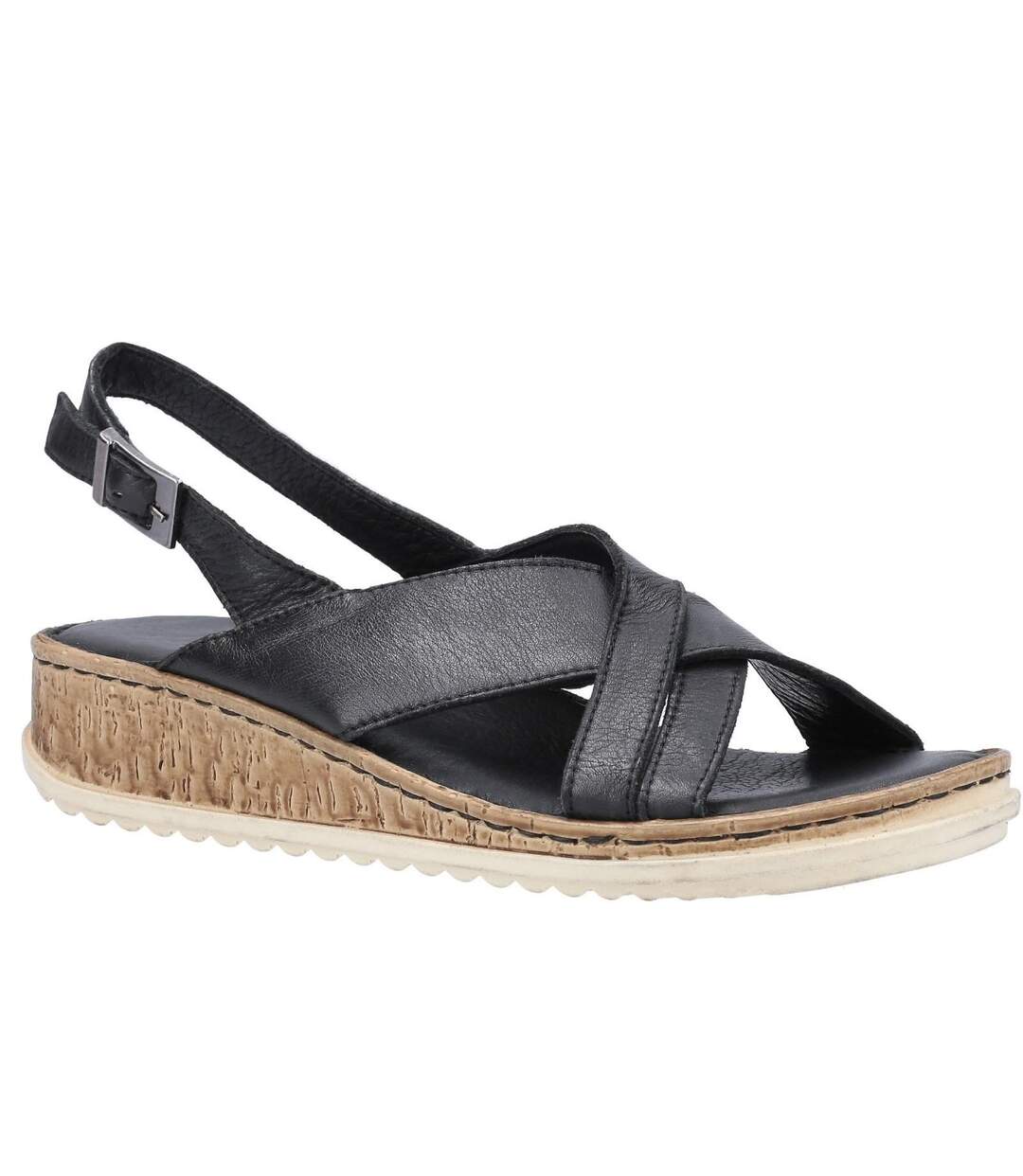 Hush Puppies Womens/Ladies Elena Leather Wedge Sandal (Black) - UTFS7058-1