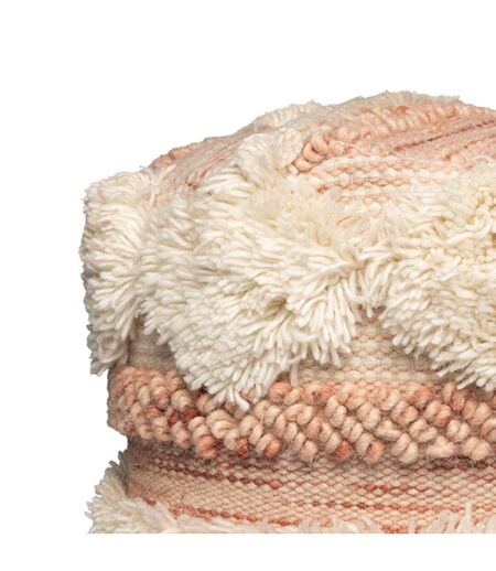 Tabouret fait main ZAMI Ecru 50x50 en laine idéal pour une chambre