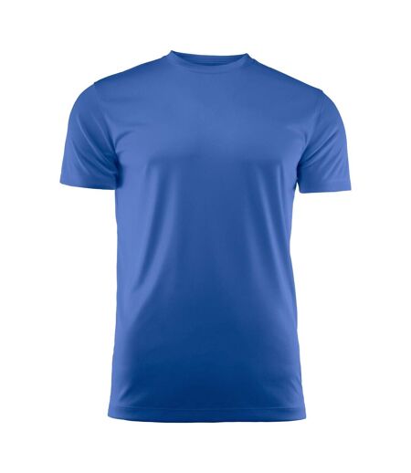 Mens Run Active T-shirt Bright Blue Printer RED
