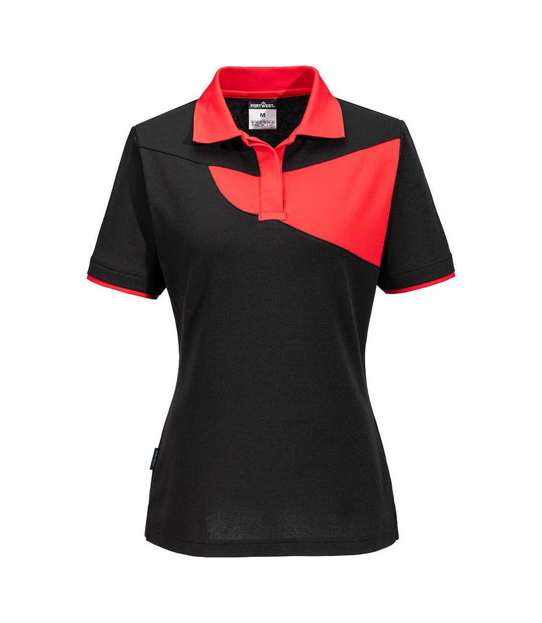 Polo pw2 femme noir / rouge Portwest-1