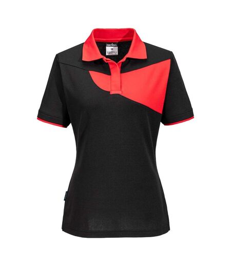 Polo pw2 femme noir / rouge Portwest