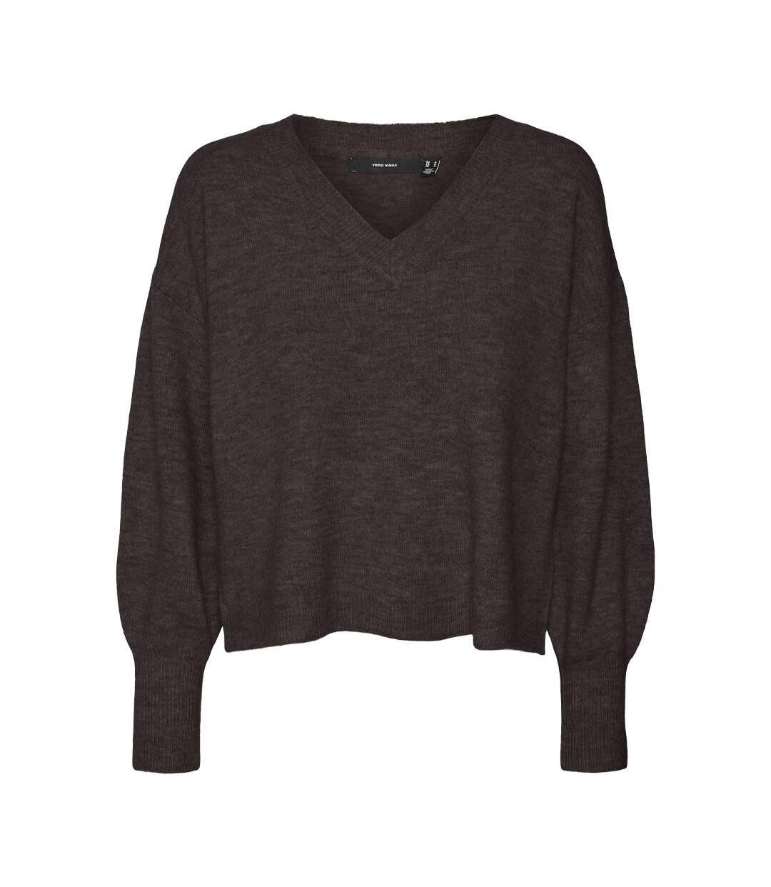 Pull marron femme vero moda jupiter-1