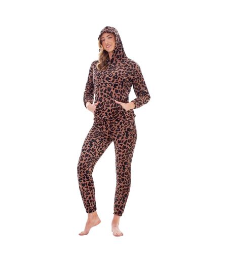 Ensemble De Pyjama Long Motif/style Imprimé Léopard Femme Marron Noir Keanu