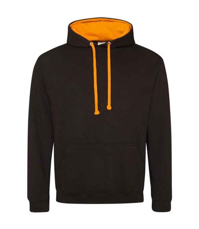 Womens/ladies varsity hoodie jet black/orange crush Awdis