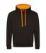 Womens/ladies varsity hoodie jet black/orange crush Awdis