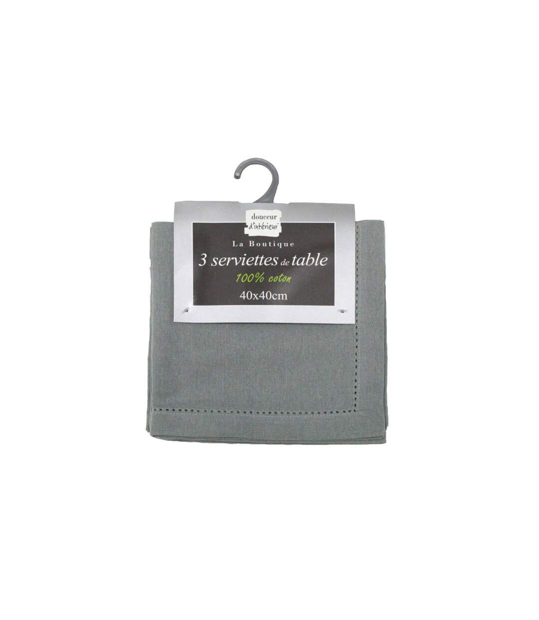 Lot de 3 Serviettes de Table Charline 40x40cm Gris-5