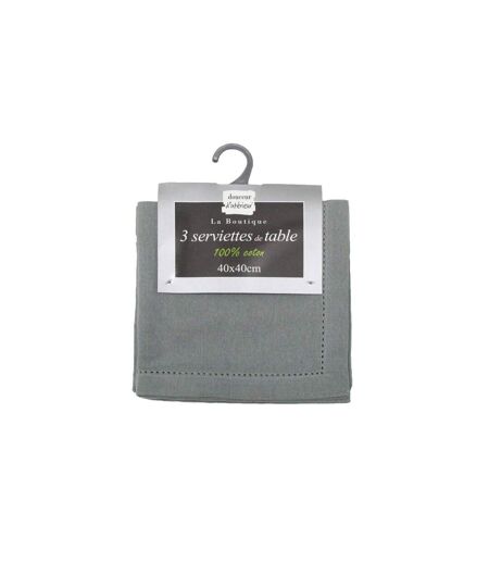 Lot de 3 Serviettes de Table Charline 40x40cm Gris