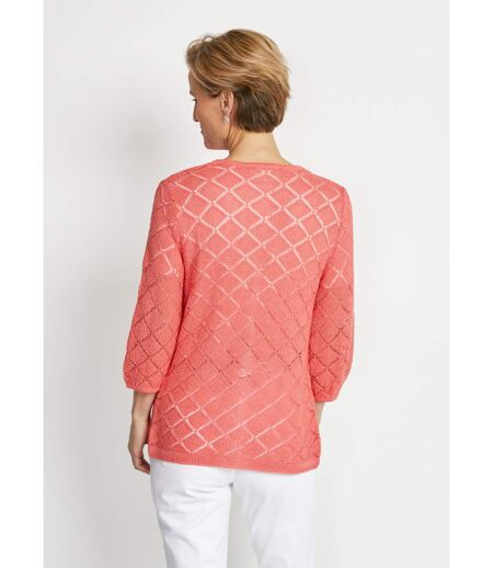 Gilet col V boutonné court ajouré