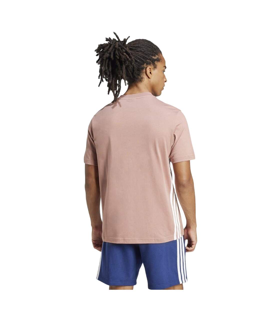 Mens Essential 3 Stripes Single Jersey T-shirt Clay White Adidas-3