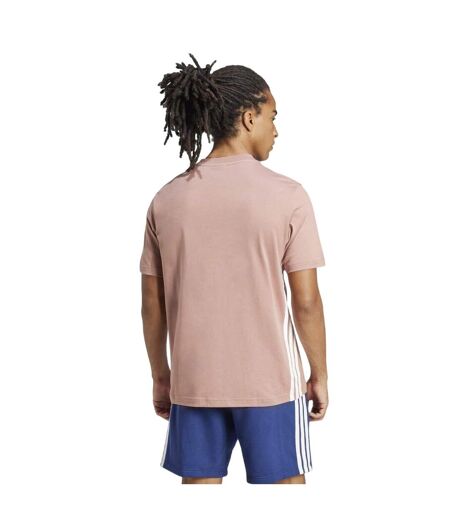 Mens Essential 3 Stripes Single Jersey T-shirt Clay White Adidas