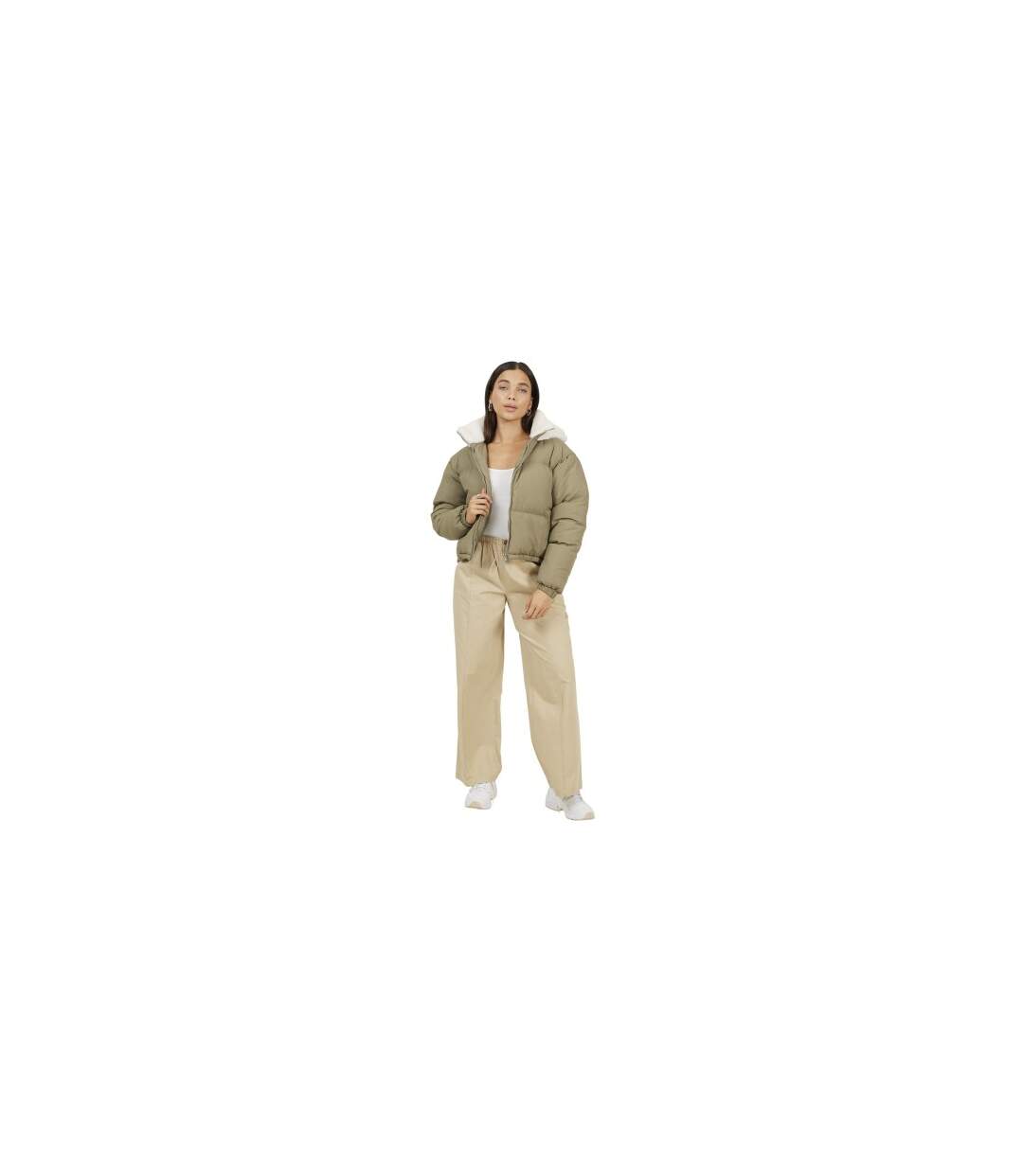 Doudoune Motif/style Froissé Anise Femme Kaki Brave Soul-1