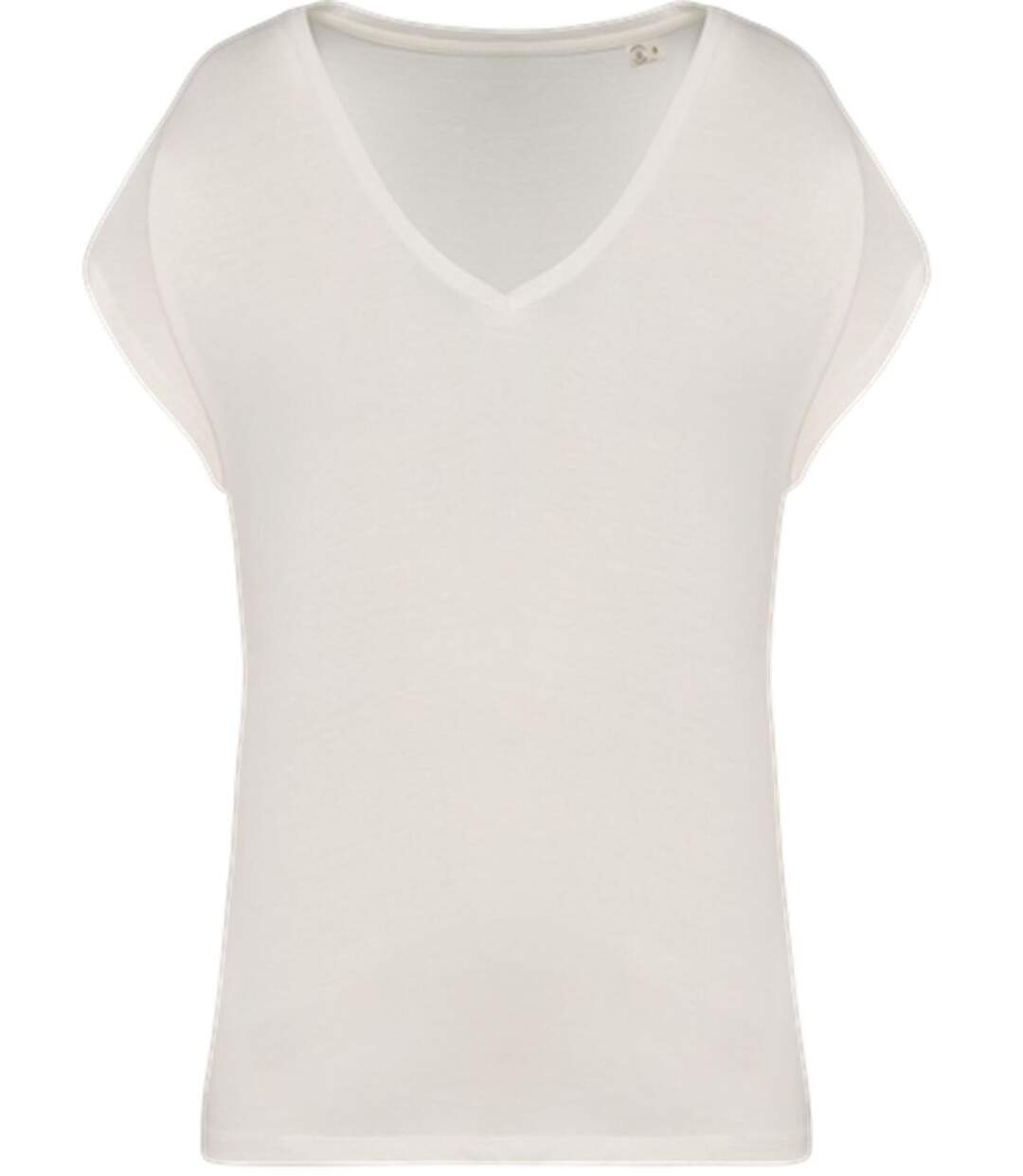 T-shirt loose à col V écoresponsable - Femme - PAT312 - beige ivoire-2