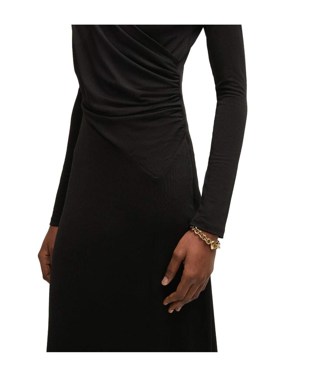 Robe Portefeuille Manches Longues Eular Surplice Femme Noir Boss-4