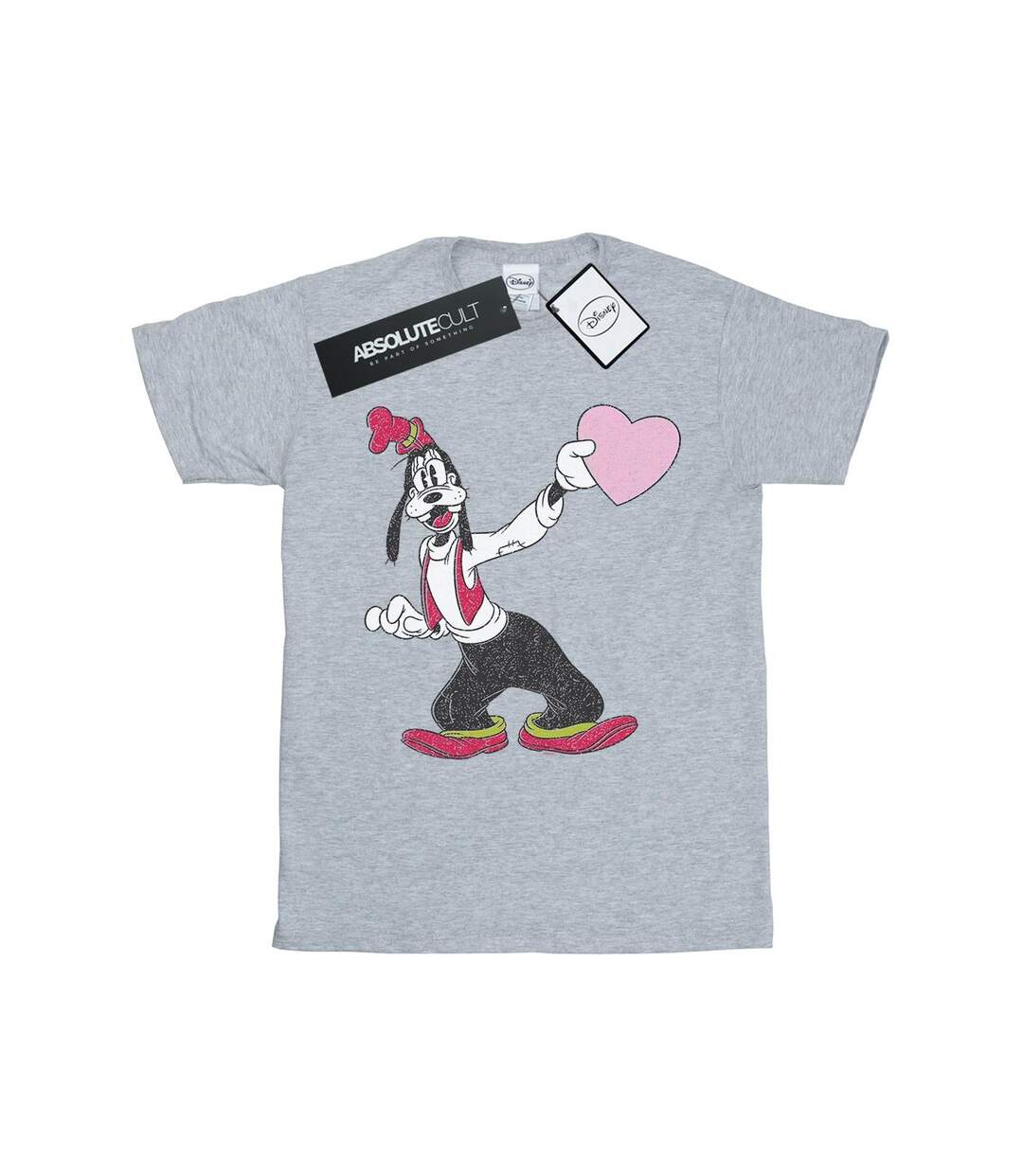 Disney Femmes/Ladies - T-shirt en coton avec petit cœur Goofy Love (Gris sportif) - UTBI37238-1