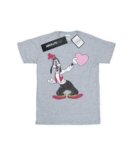 Disney Femmes/Ladies - T-shirt en coton avec petit cœur Goofy Love (Gris sportif) - UTBI37238