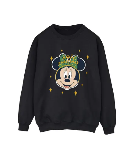 Disney Sweatshirt Happy Christmas Minnie Mouse Femme/Ladies (Noir) - UTBI29294