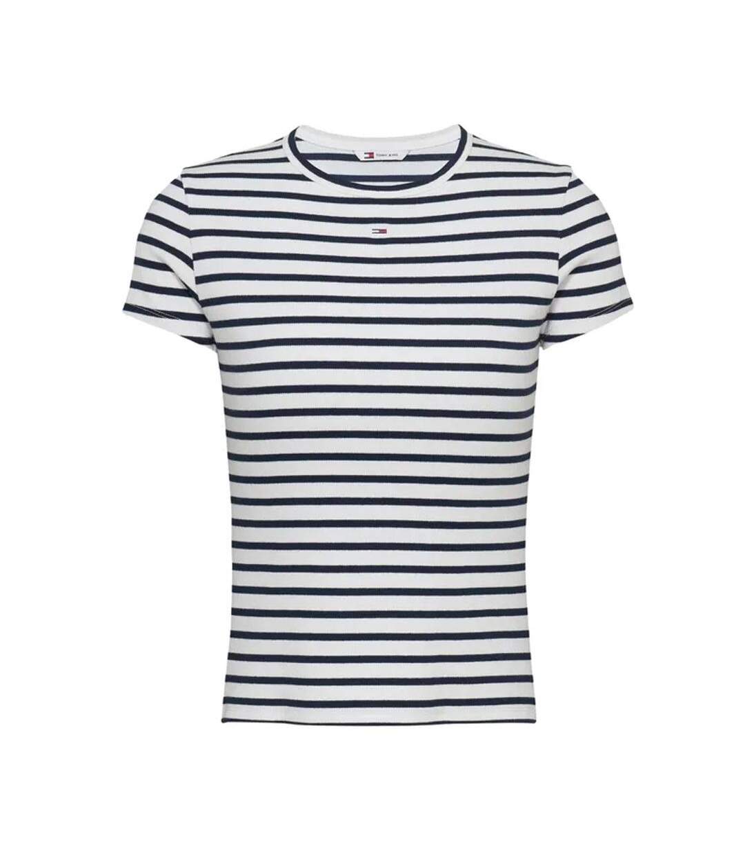 T-shirt marinière blanc femme tommy jeans slim essential - l-1