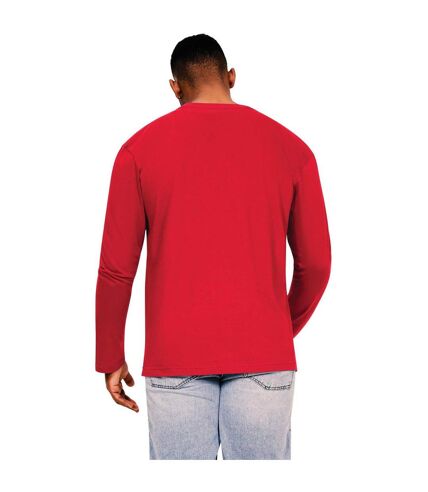 Mens ringspun cotton long-sleeved t-shirt red Casual Classic