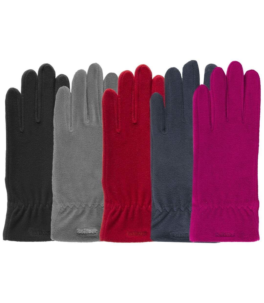 Isotoner Gants femme résistants à l'eau, en polaire stretch, non doublés-1