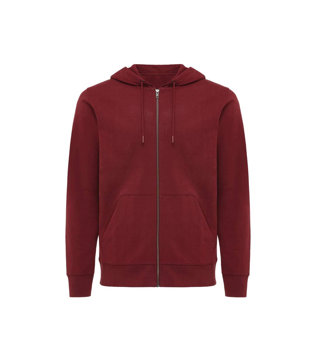 Unisex adult abisko recycled cotton full zip hoodie burgundy Iqoniq-1