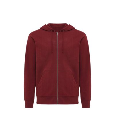 Unisex adult abisko recycled cotton full zip hoodie burgundy Iqoniq